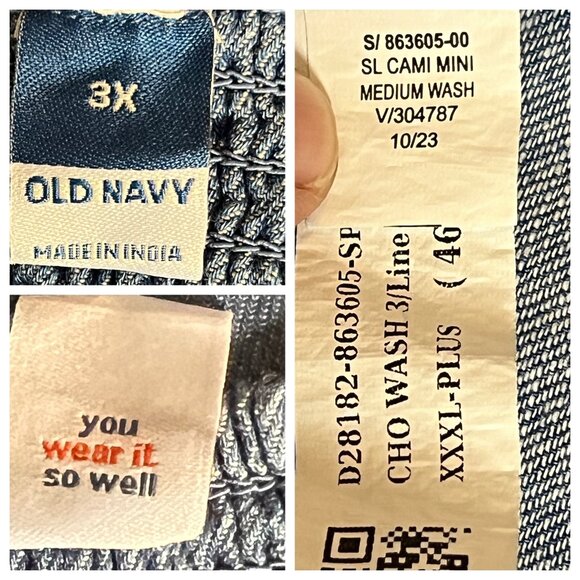 NWT Old Navy 3X Sleeveless Denim Mini Dress Blue Cotton Pockets Adj Straps - Picture 8 of 16